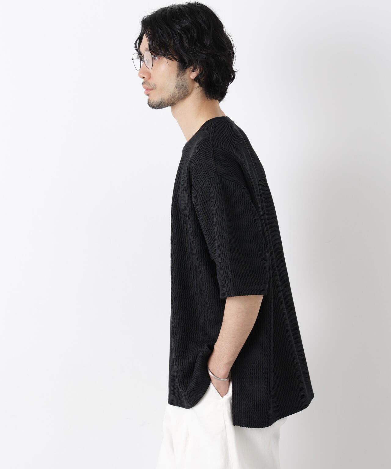 ジャガードニットソーTシャツ 半袖(セットアップ可) 6726124218