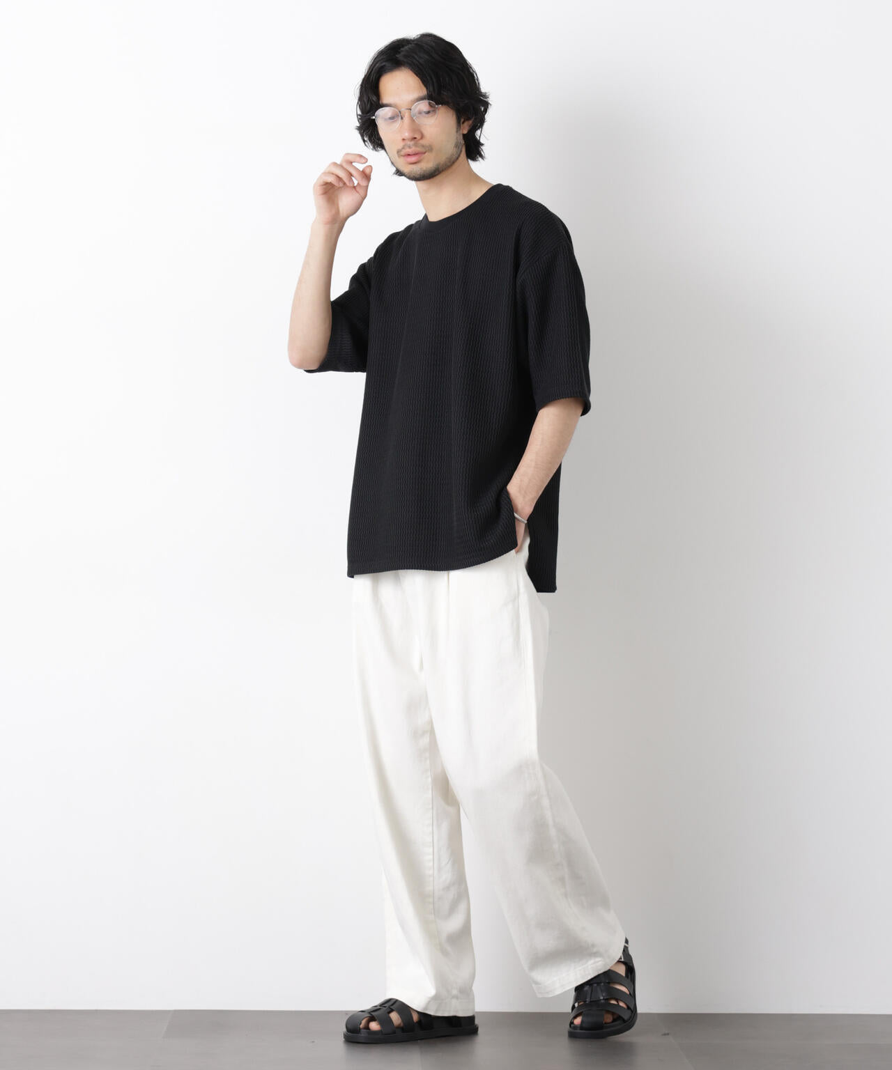 ジャガードニットソーTシャツ 半袖(セットアップ可) 6726124218