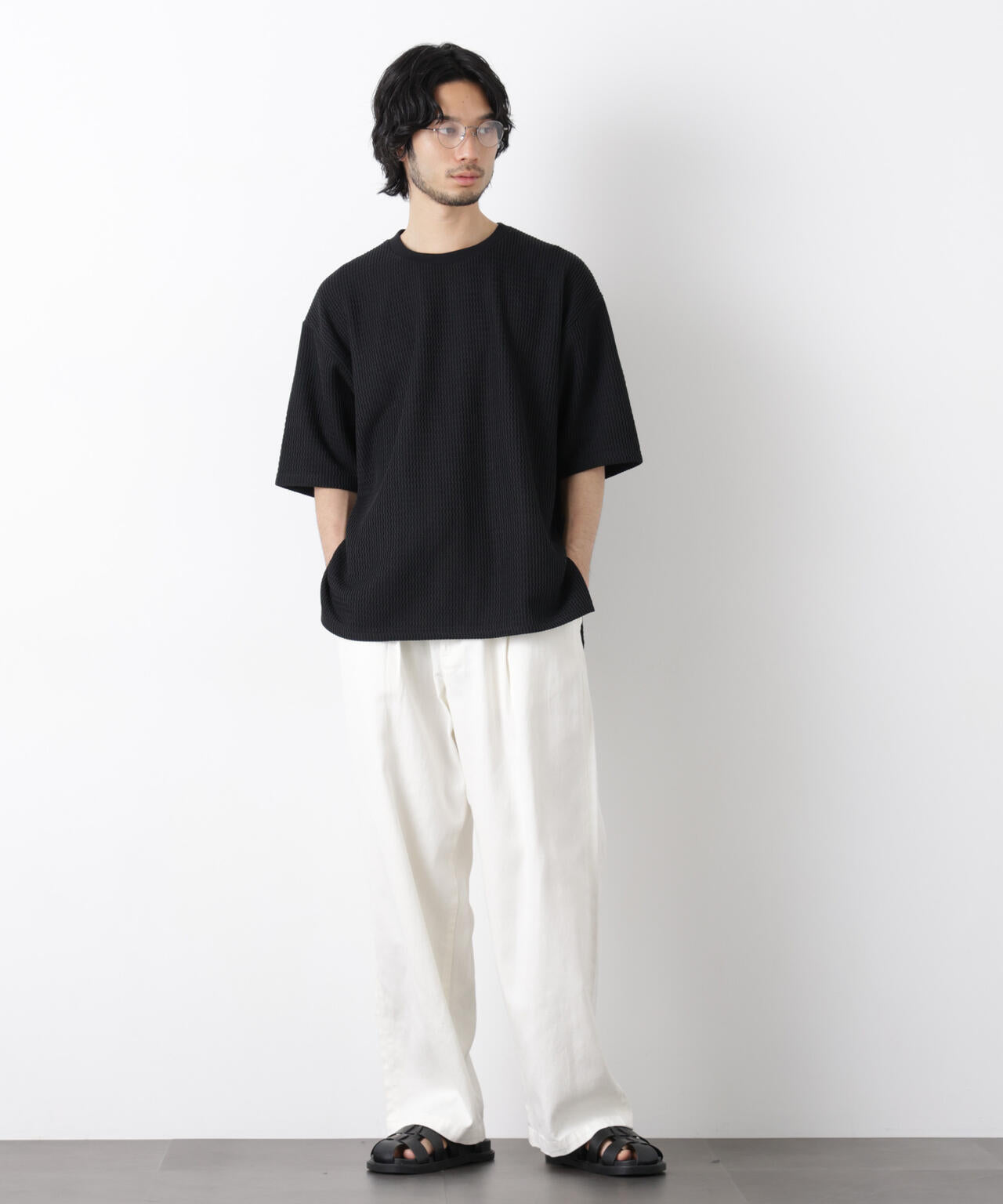 ジャガードニットソーTシャツ 半袖(セットアップ可) 6726124218