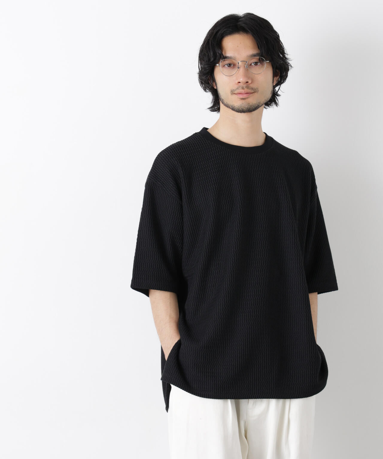 ジャガードニットソーTシャツ 半袖(セットアップ可) 6726124218