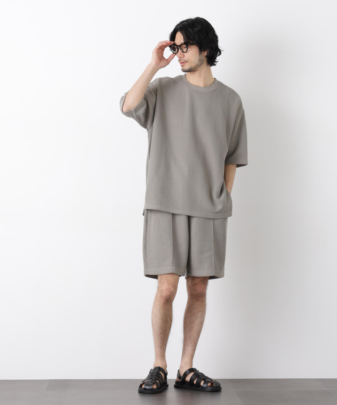 ジャガードニットソーTシャツ 半袖(セットアップ可) 6726124218