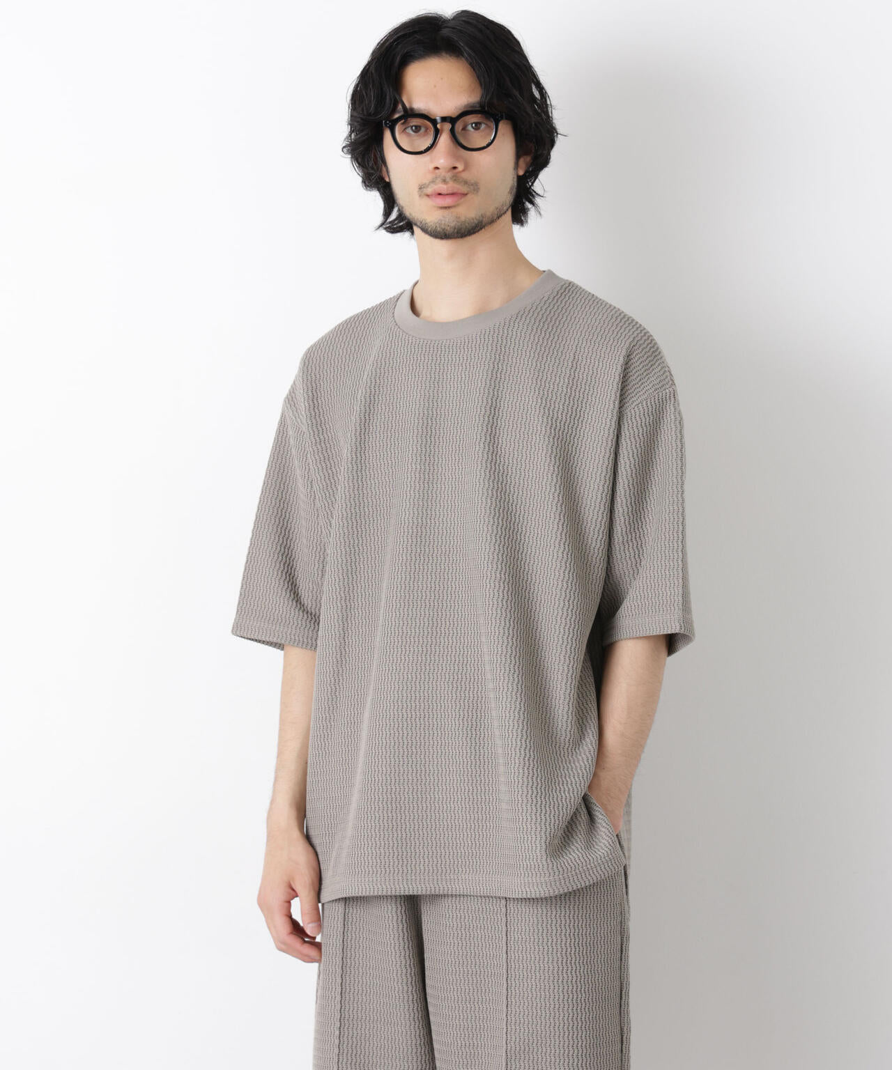 ジャガードニットソーTシャツ 半袖(セットアップ可) 6726124218