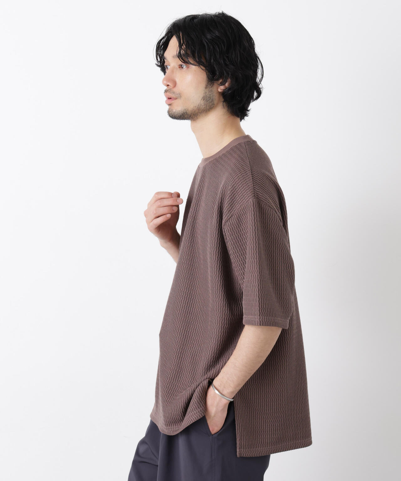 ジャガードニットソーTシャツ 半袖(セットアップ可) 6726124218