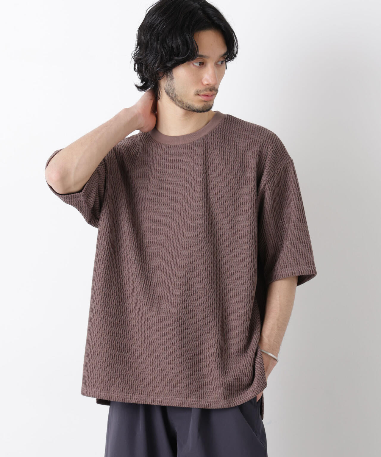 ジャガードニットソーTシャツ 半袖(セットアップ可) 6726124218