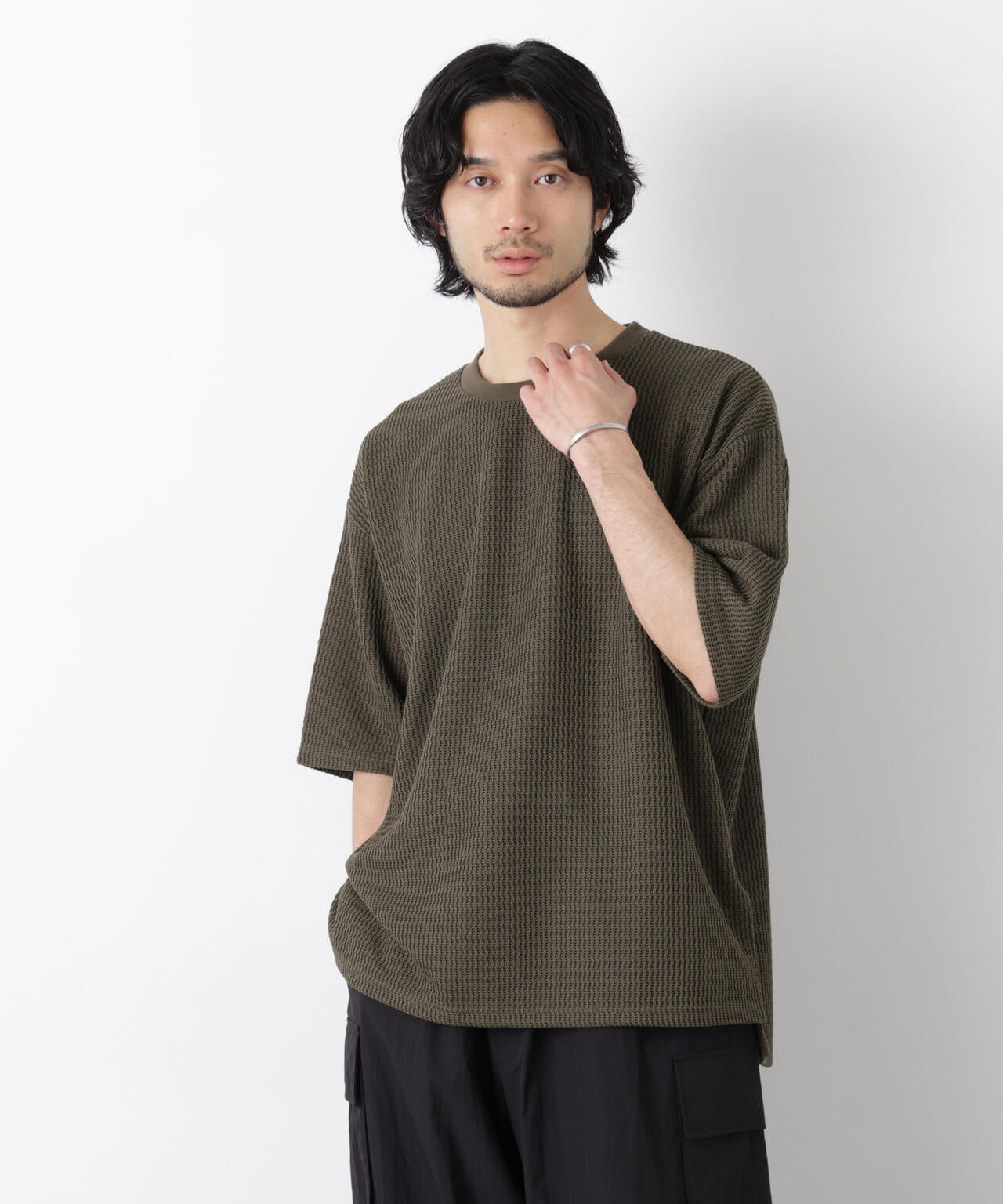 ジャガードニットソーTシャツ 半袖(セットアップ可) 6726124218