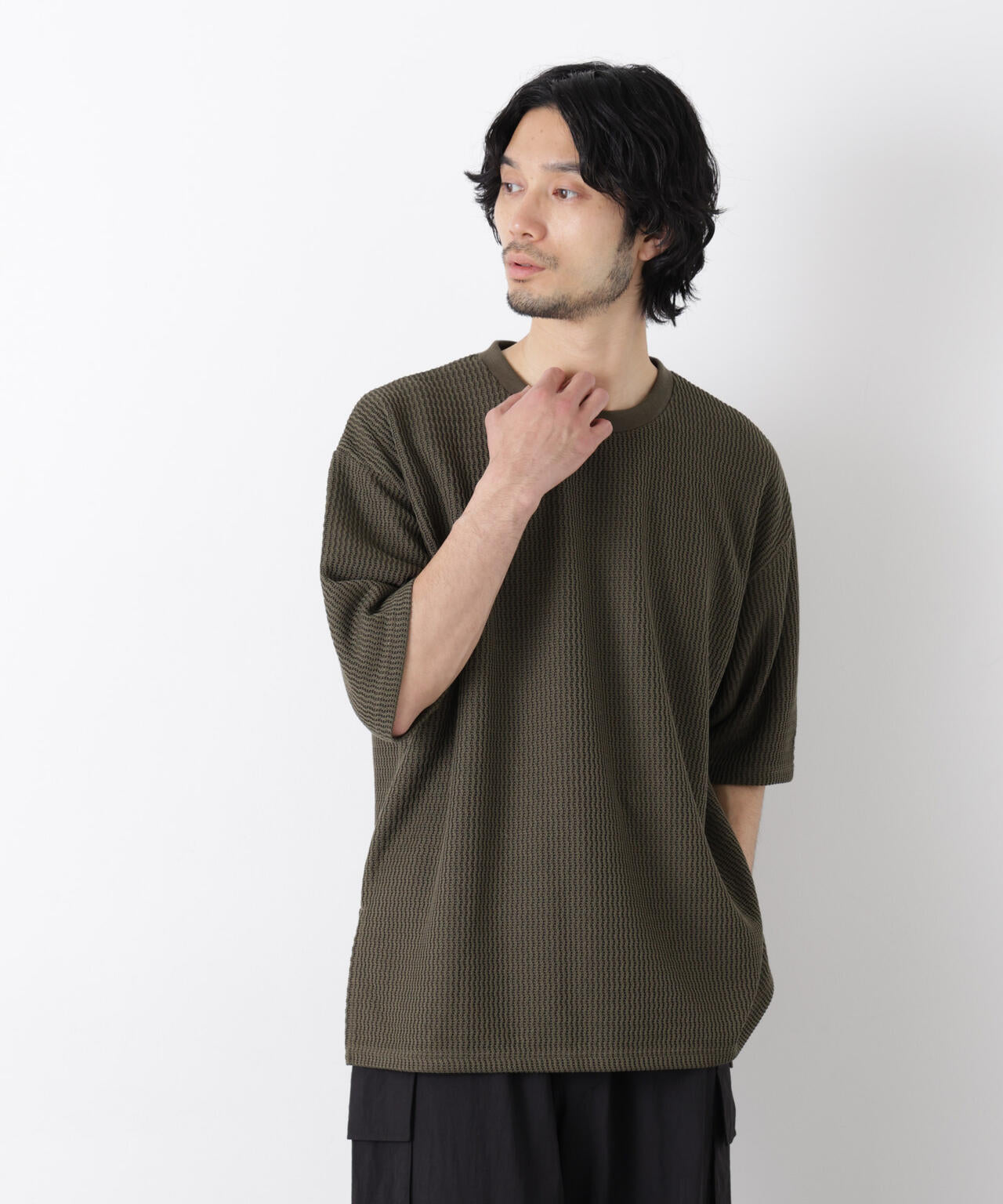ジャガードニットソーTシャツ 半袖(セットアップ可) 6726124218