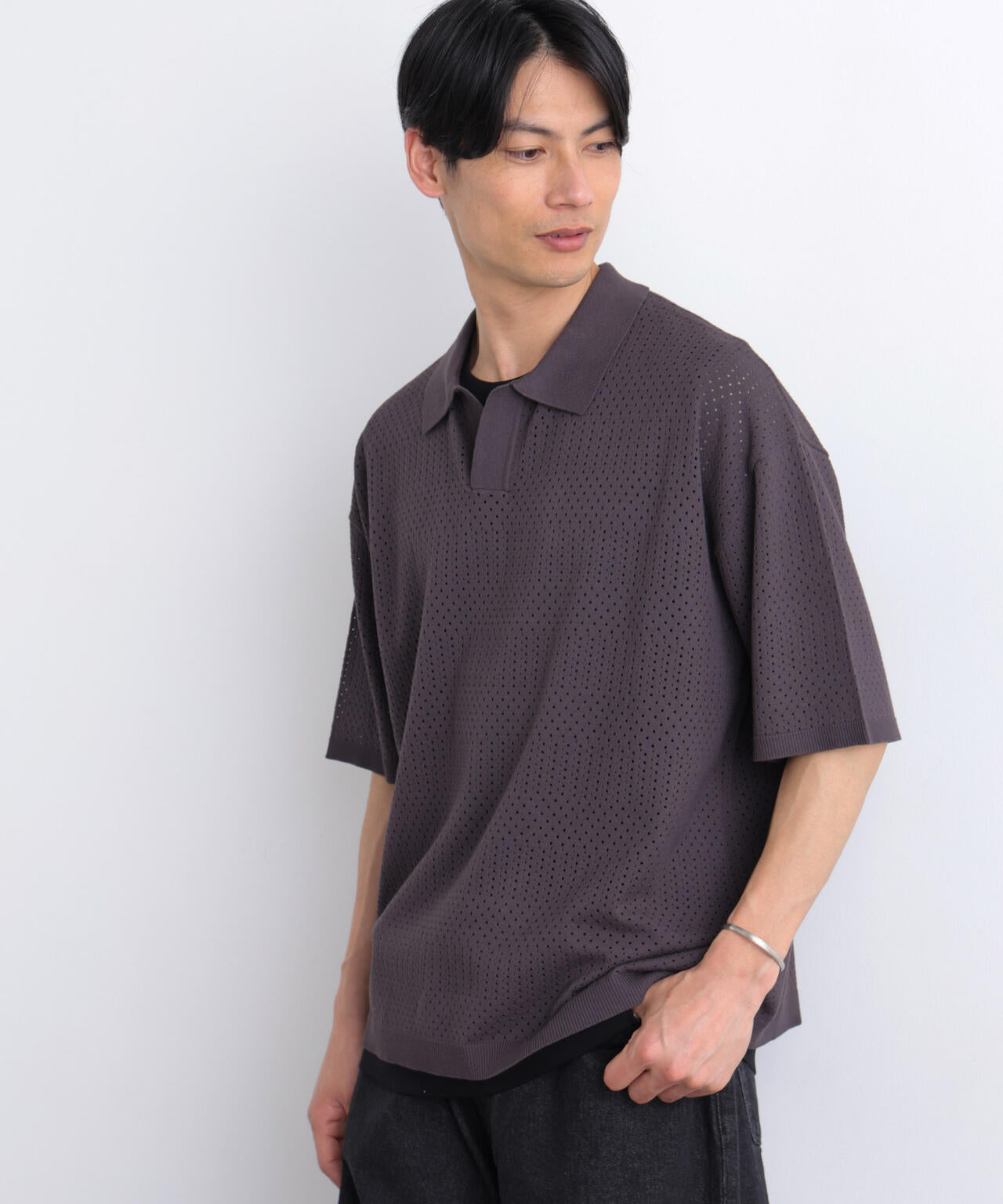 スキッパーテックニットポロシャツ/半袖 6726124219