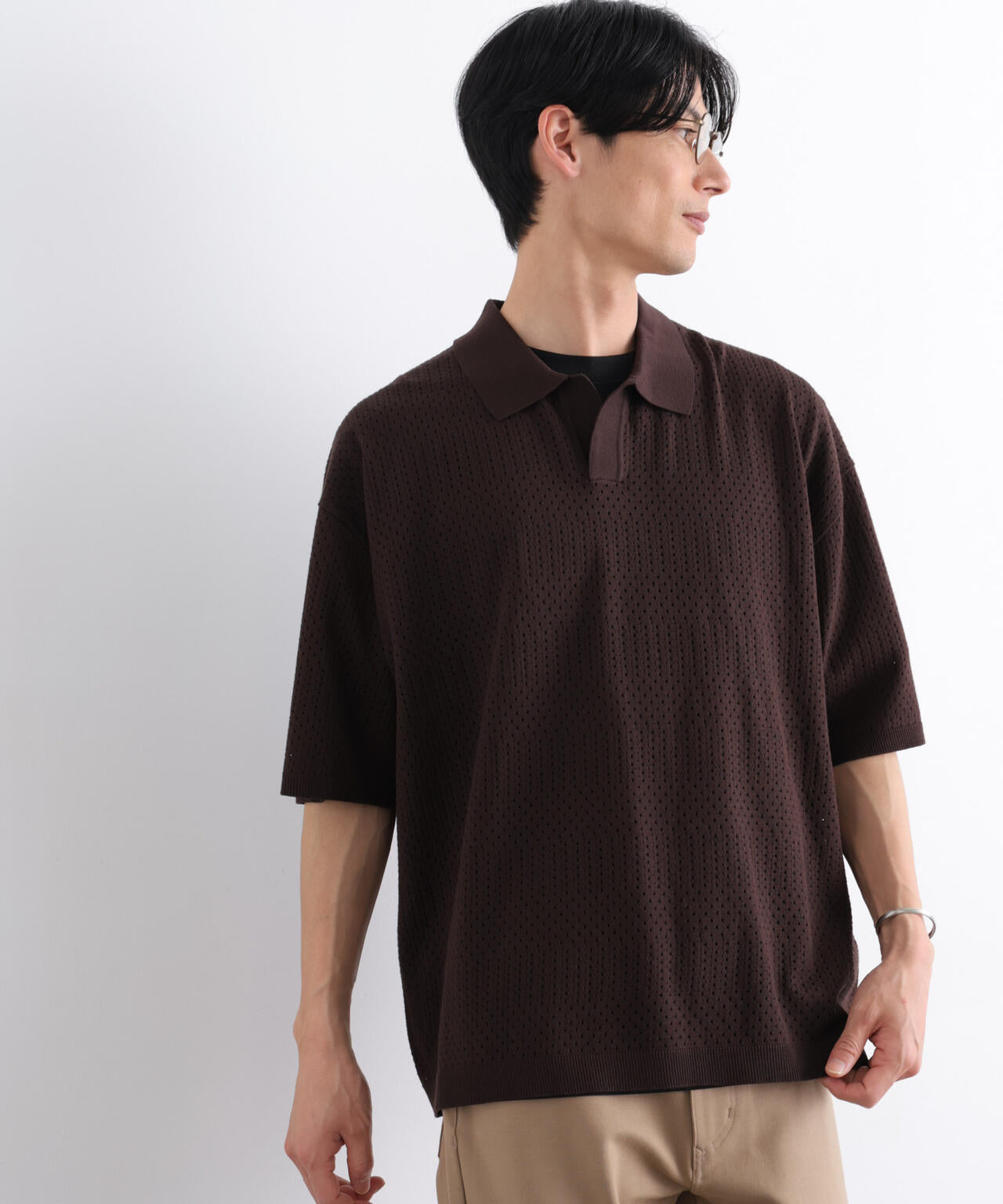 スキッパーテックニットポロシャツ/半袖 6726124219