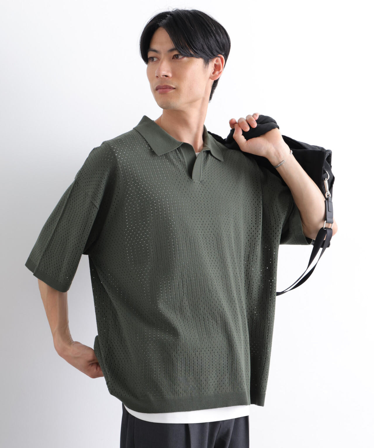 スキッパーテックニットポロシャツ/半袖 6726124219