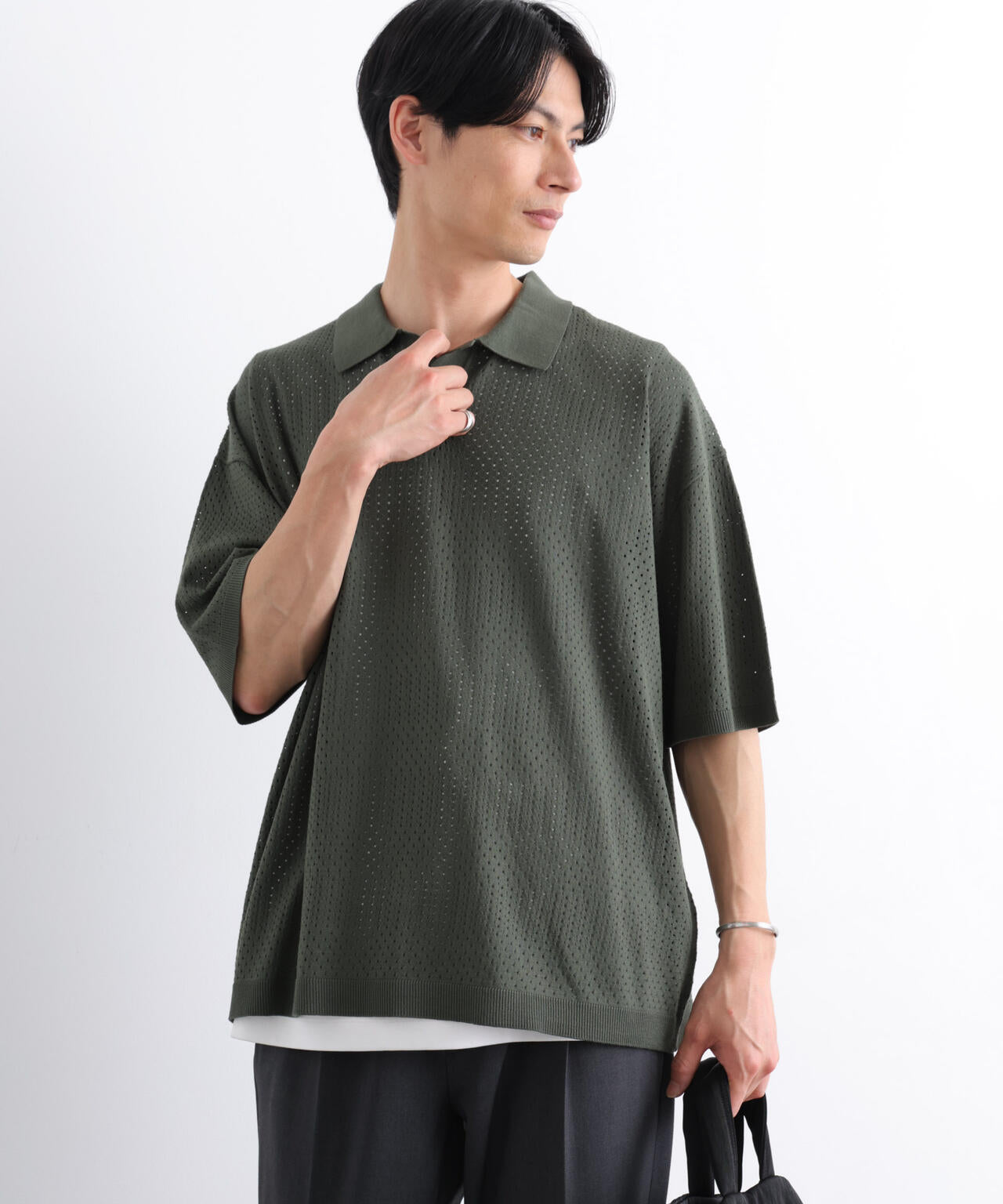 スキッパーテックニットポロシャツ/半袖 6726124219