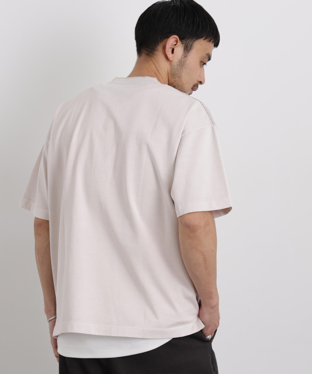 オーバーダイジャガードストライプヘンリーTシャツ 半袖 6726124221