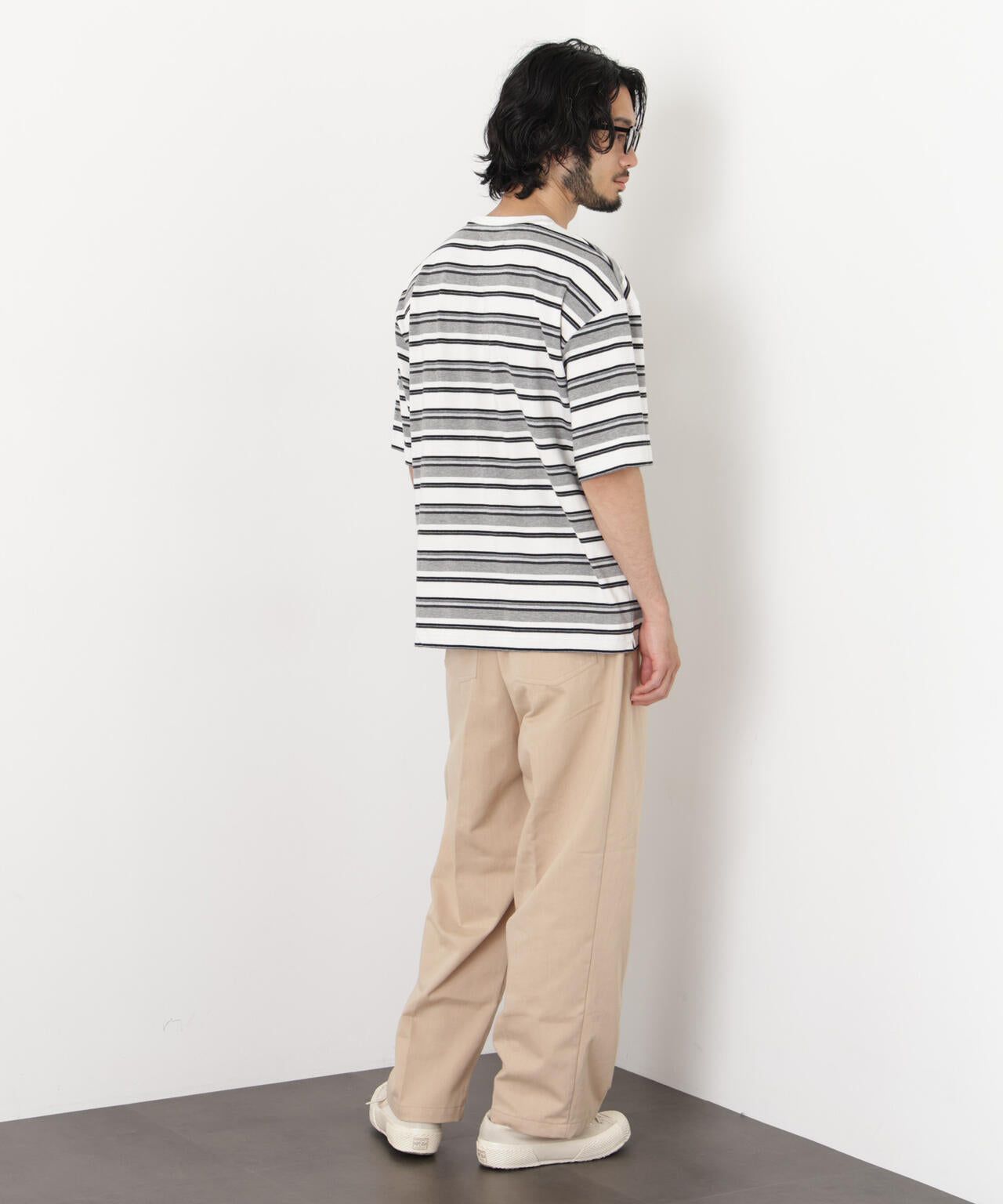 コーマコットンランダムボーダーTシャツ 6726124223