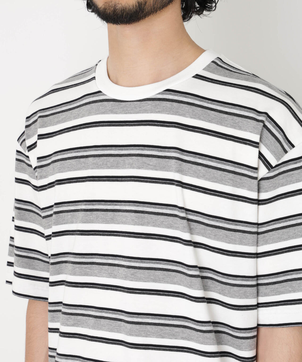 コーマコットンランダムボーダーTシャツ 6726124223