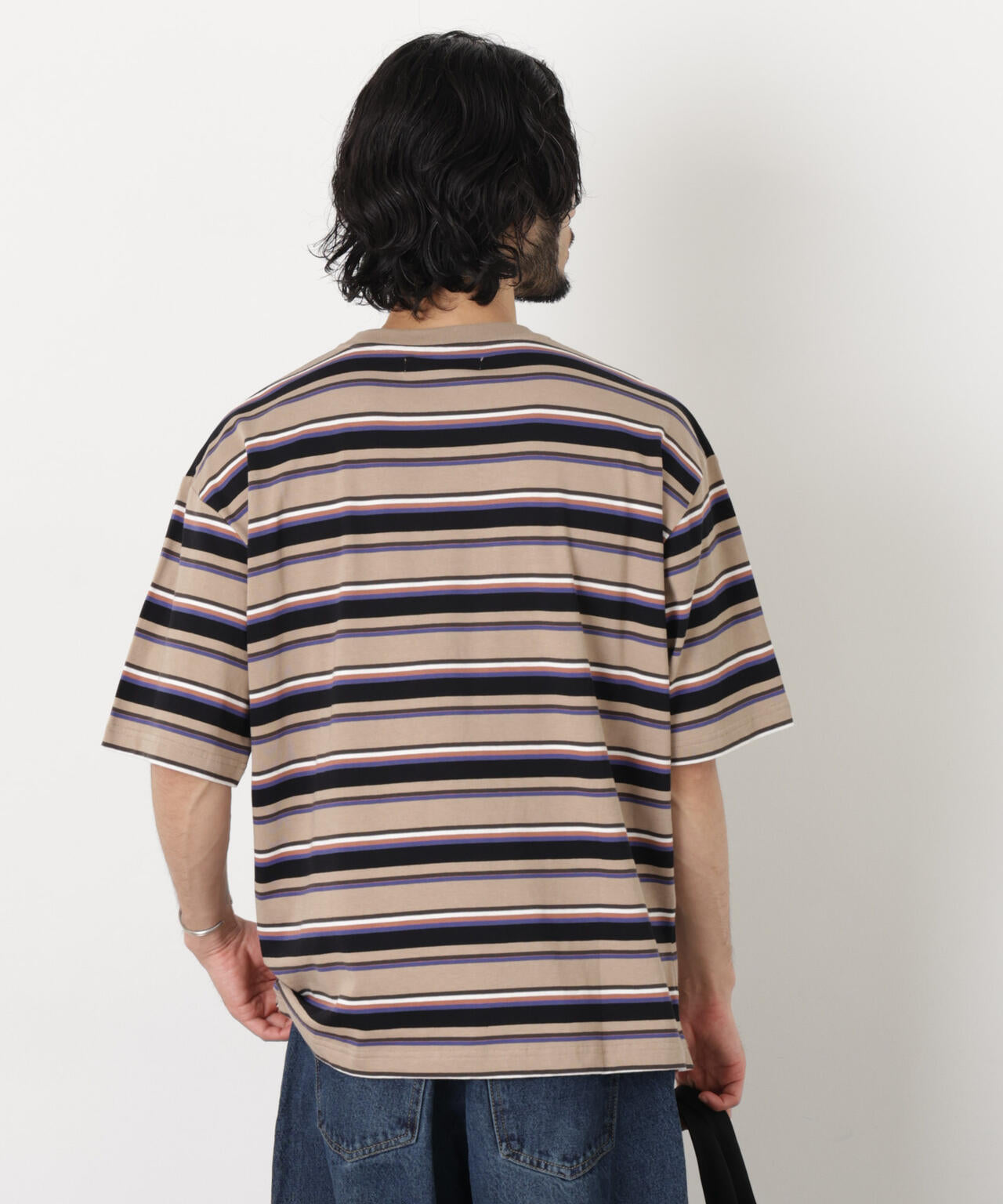 コーマコットンランダムボーダーTシャツ 6726124223