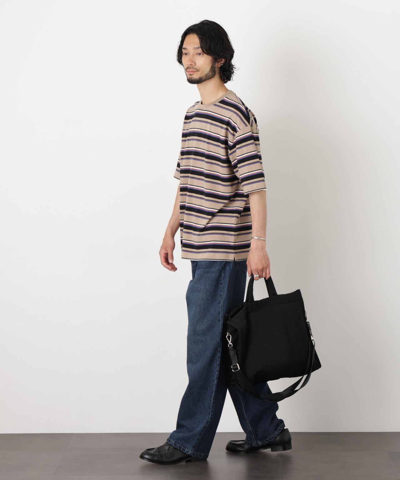 コーマコットンランダムボーダーTシャツ 6726124223