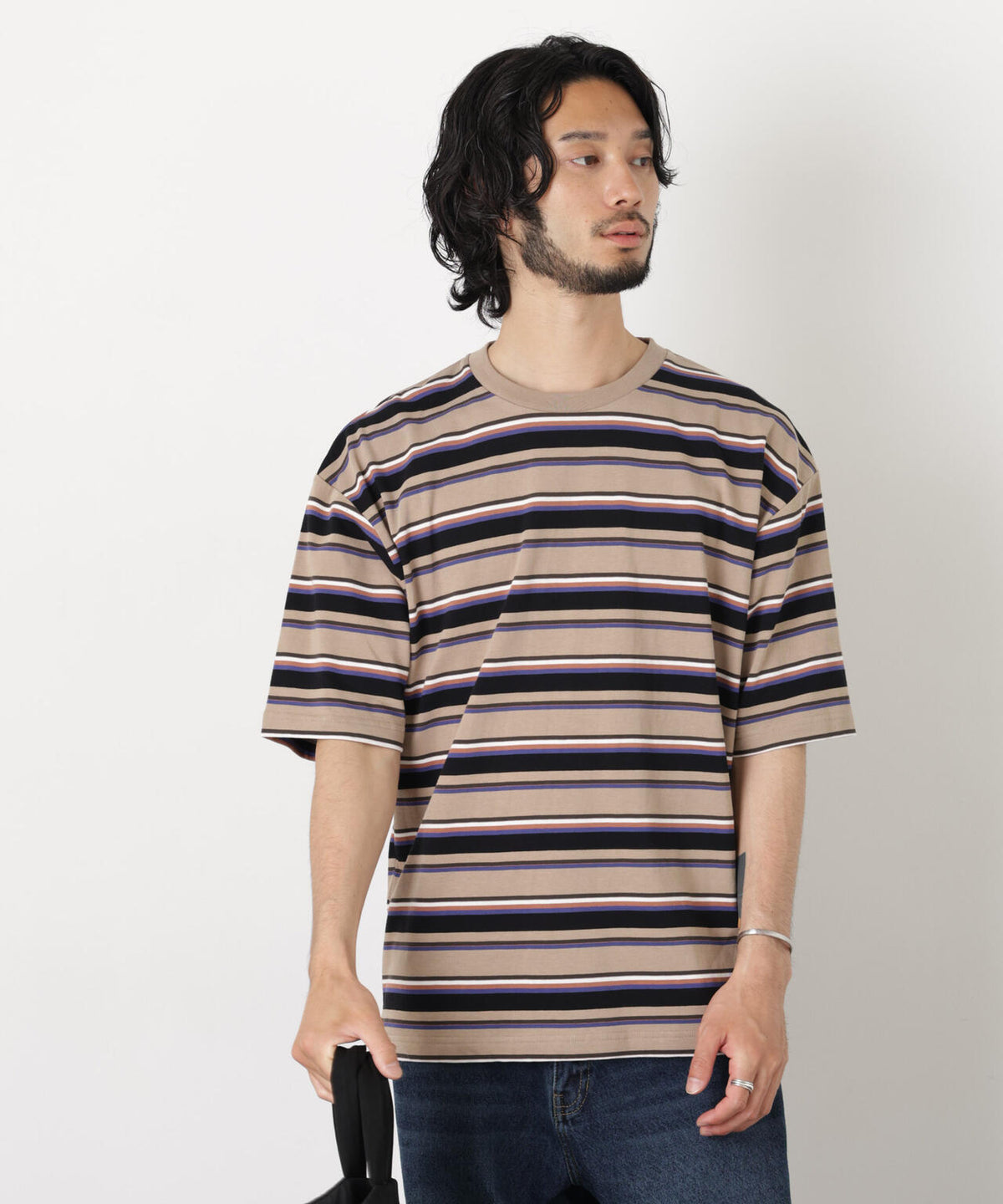 コーマコットンランダムボーダーTシャツ 6726124223