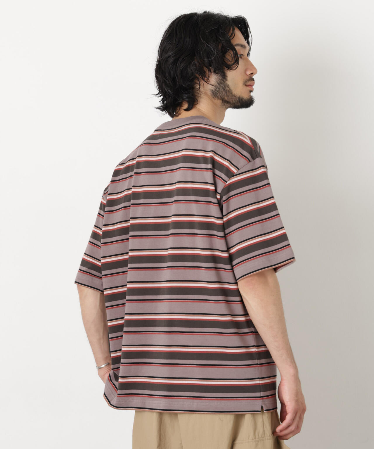 コーマコットンランダムボーダーTシャツ 6726124223