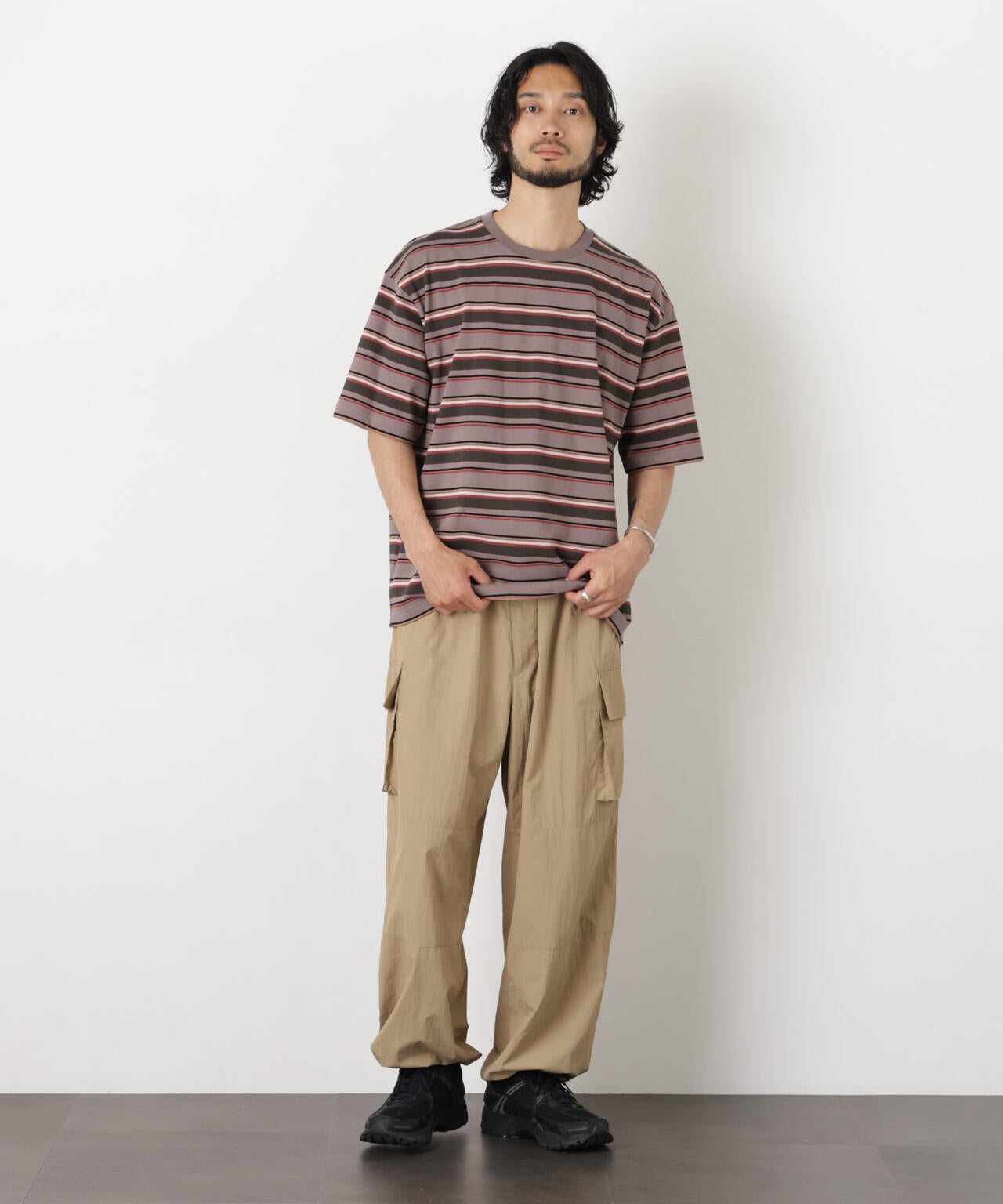 コーマコットンランダムボーダーTシャツ 6726124223