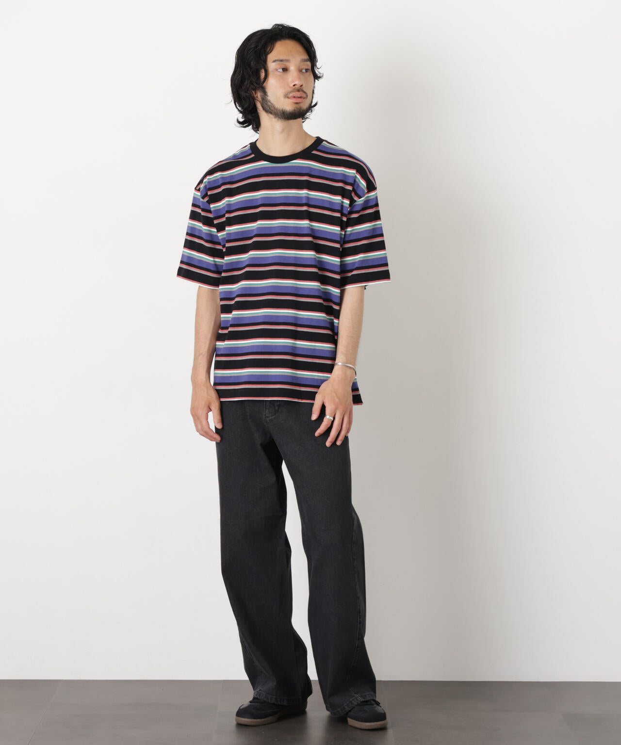 コーマコットンランダムボーダーTシャツ 6726124223
