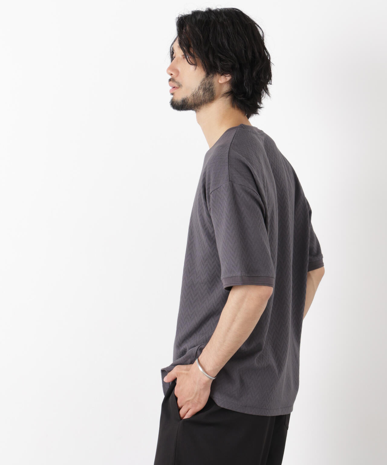 ヘリンボンジャガードTシャツ 半袖 6726124228