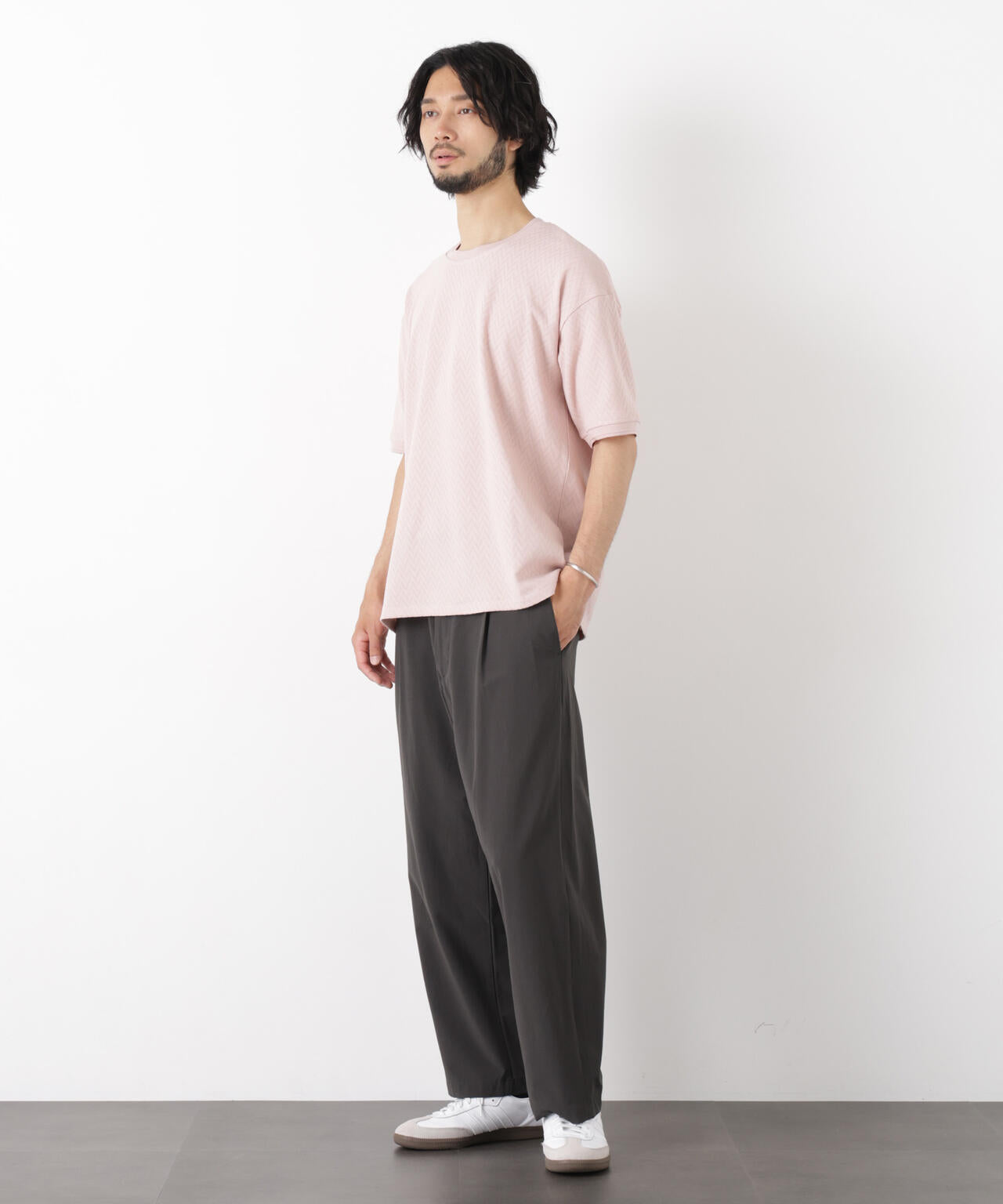 ヘリンボンジャガードTシャツ 半袖 6726124228