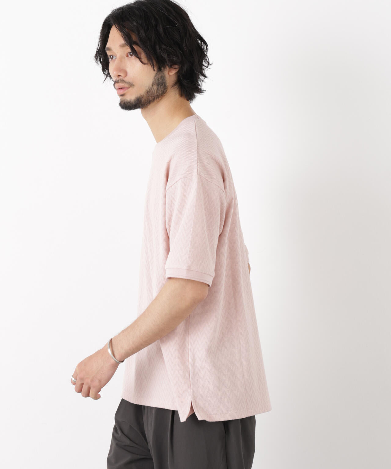 ヘリンボンジャガードTシャツ 半袖 6726124228