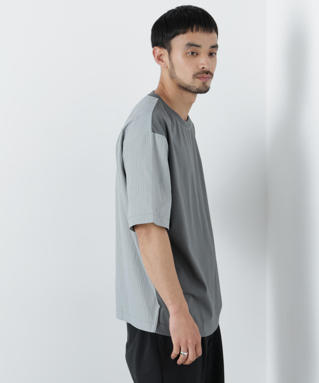 スムース布帛ドッキングTシャツ 半袖 6726124229