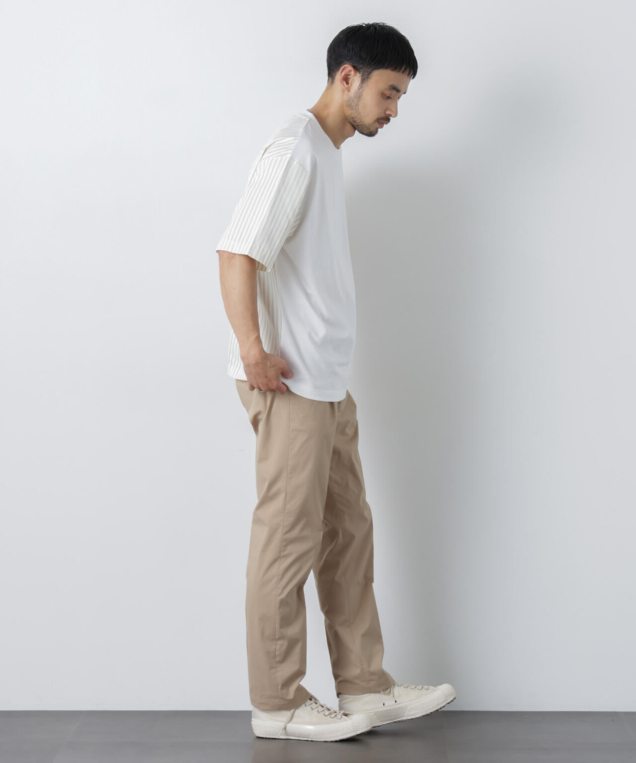 スムース布帛ドッキングTシャツ 半袖 6726124229