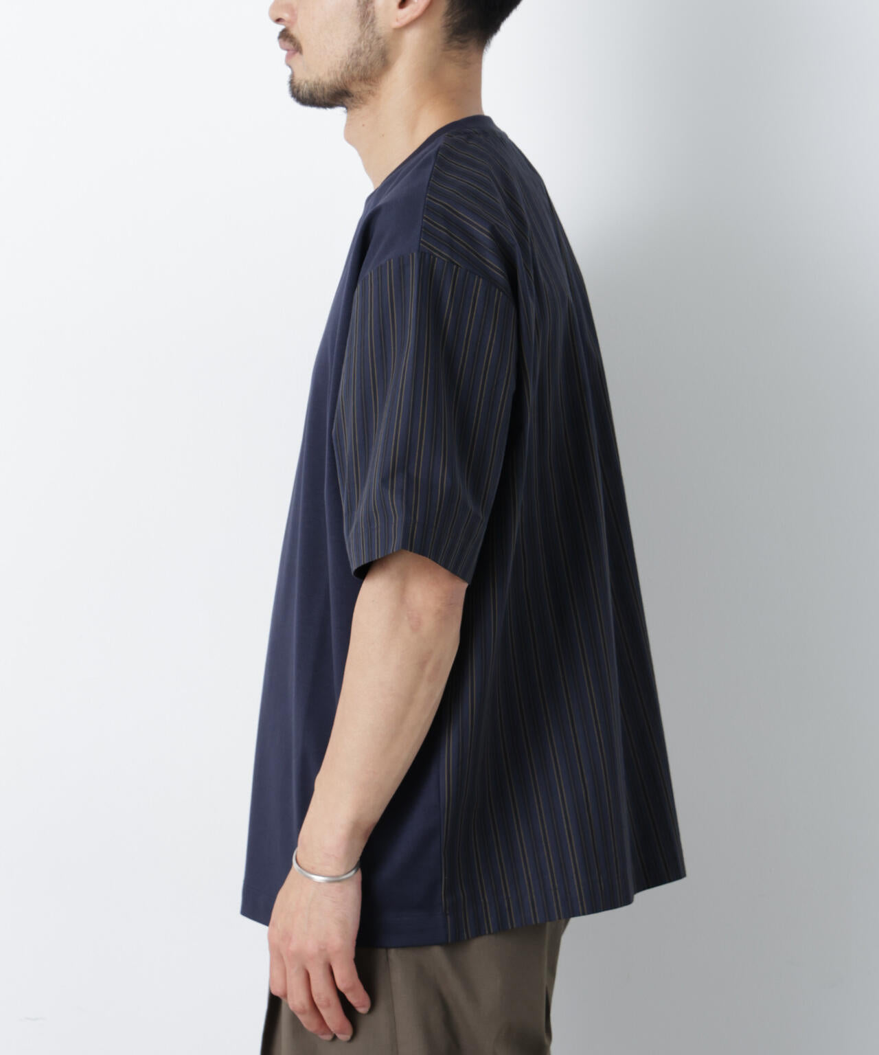 スムース布帛ドッキングTシャツ 半袖 6726124229