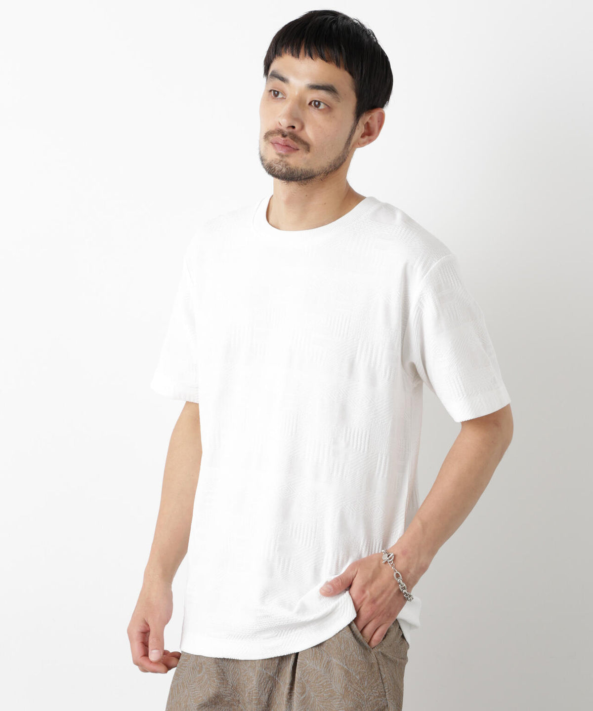 リンクスジャガードTシャツ 半袖 6726124238