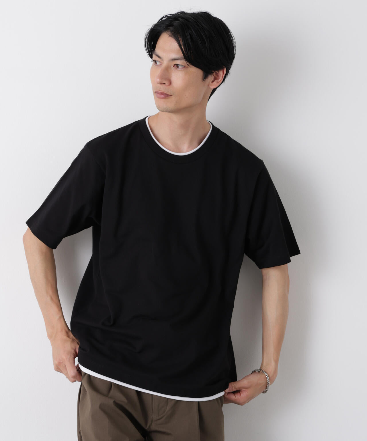 フェイクレイヤード鹿の子Tシャツ 半袖 6726124241