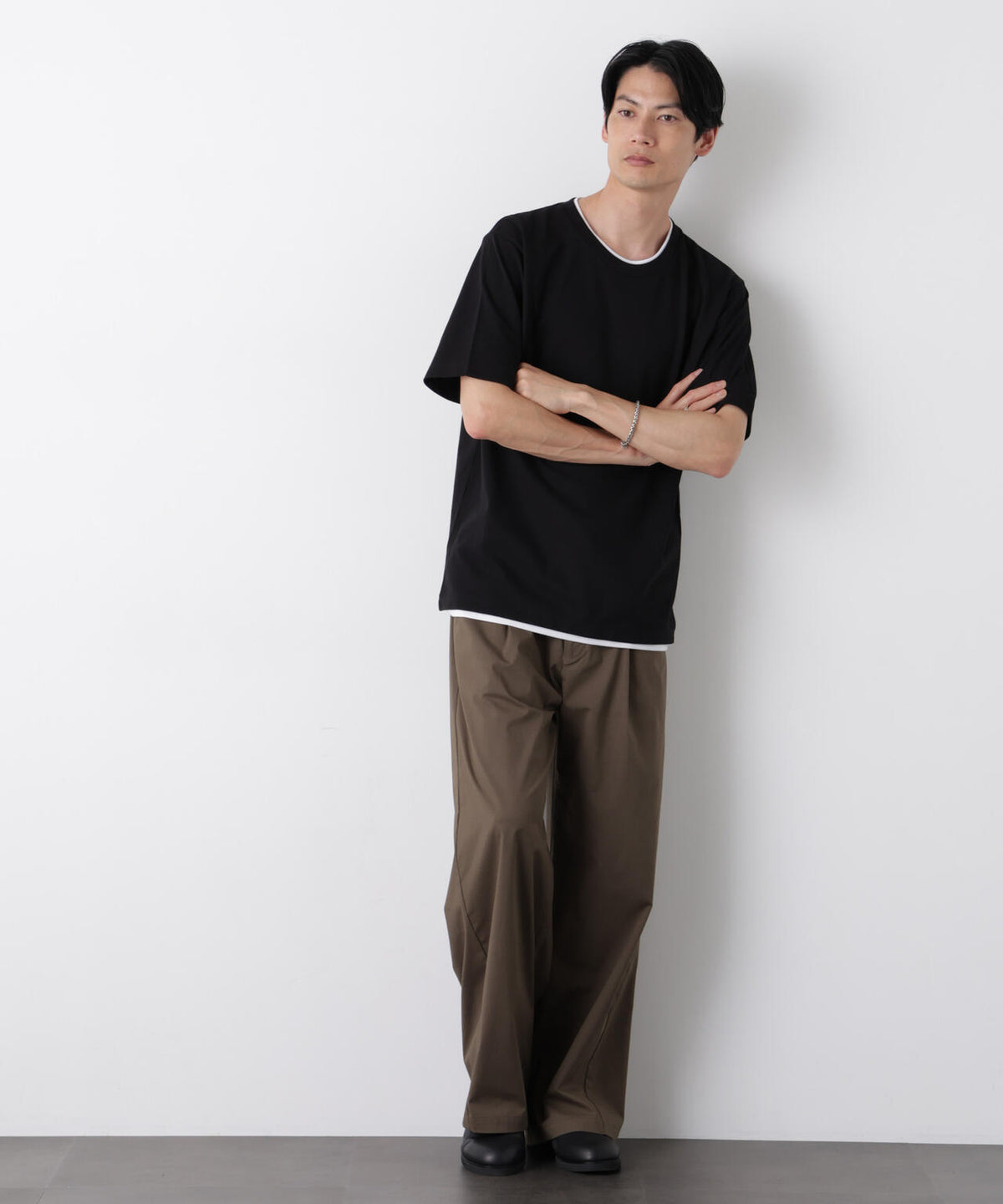 フェイクレイヤード鹿の子Tシャツ 半袖 6726124241