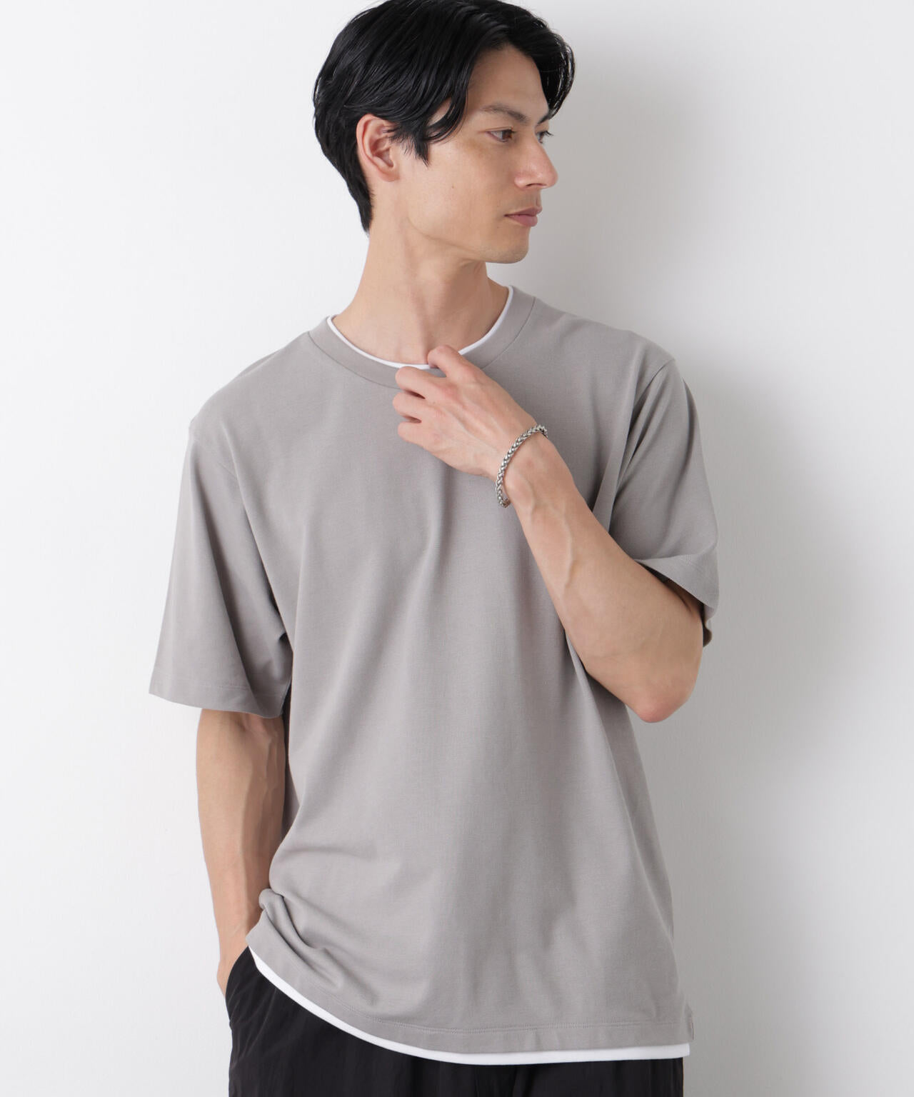 フェイクレイヤード鹿の子Tシャツ 半袖 6726124241