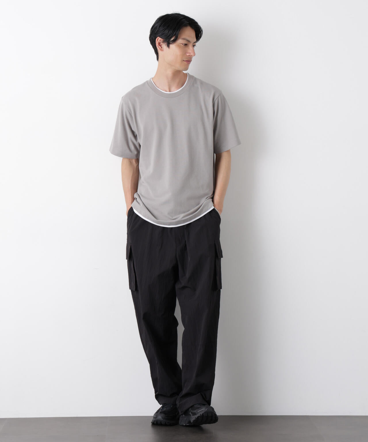 フェイクレイヤード鹿の子Tシャツ 半袖 6726124241