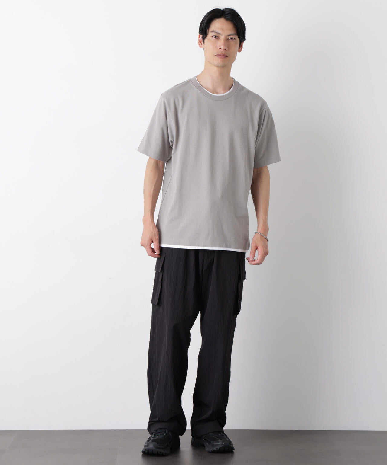 フェイクレイヤード鹿の子Tシャツ 半袖 6726124241