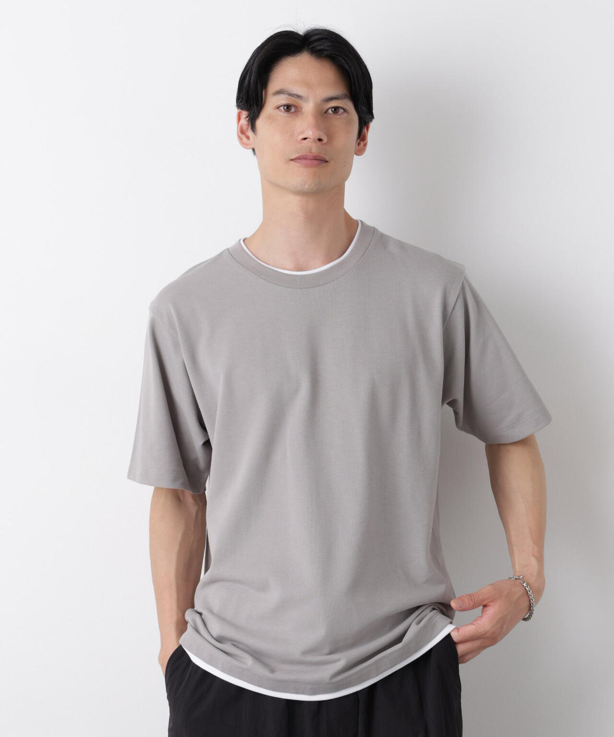 フェイクレイヤード鹿の子Tシャツ 半袖 6726124241