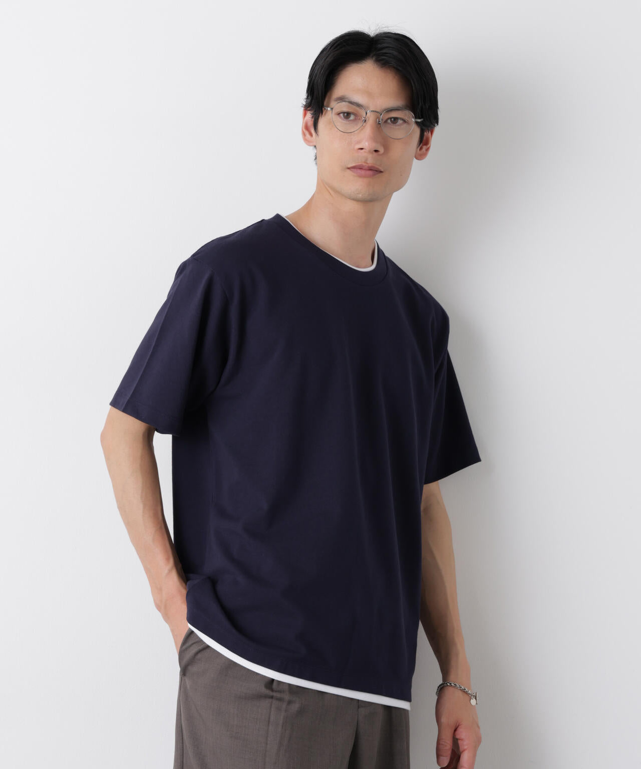 フェイクレイヤード鹿の子Tシャツ 半袖 6726124241