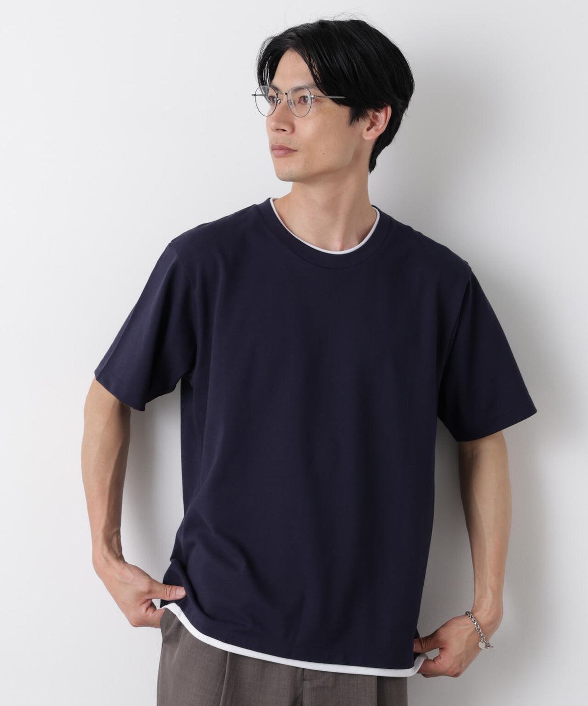 フェイクレイヤード鹿の子Tシャツ 半袖 6726124241