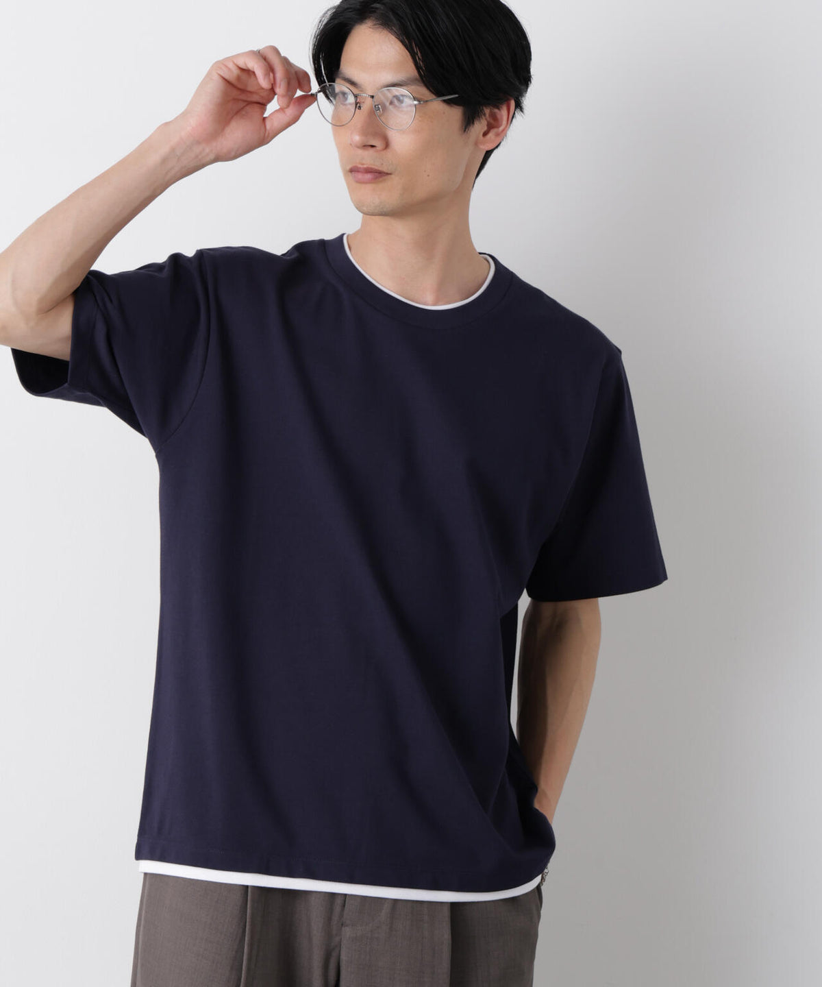 フェイクレイヤード鹿の子Tシャツ 半袖 6726124241
