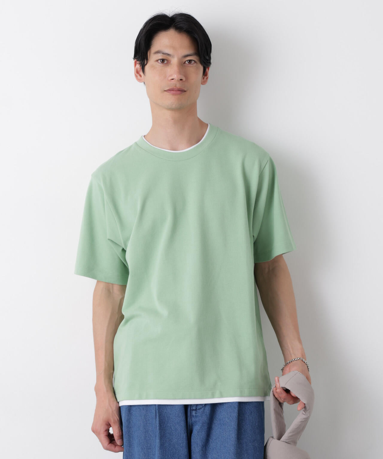 フェイクレイヤード鹿の子Tシャツ 半袖 6726124241