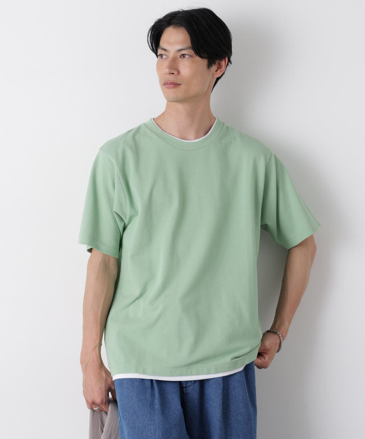 フェイクレイヤード鹿の子Tシャツ 半袖 6726124241