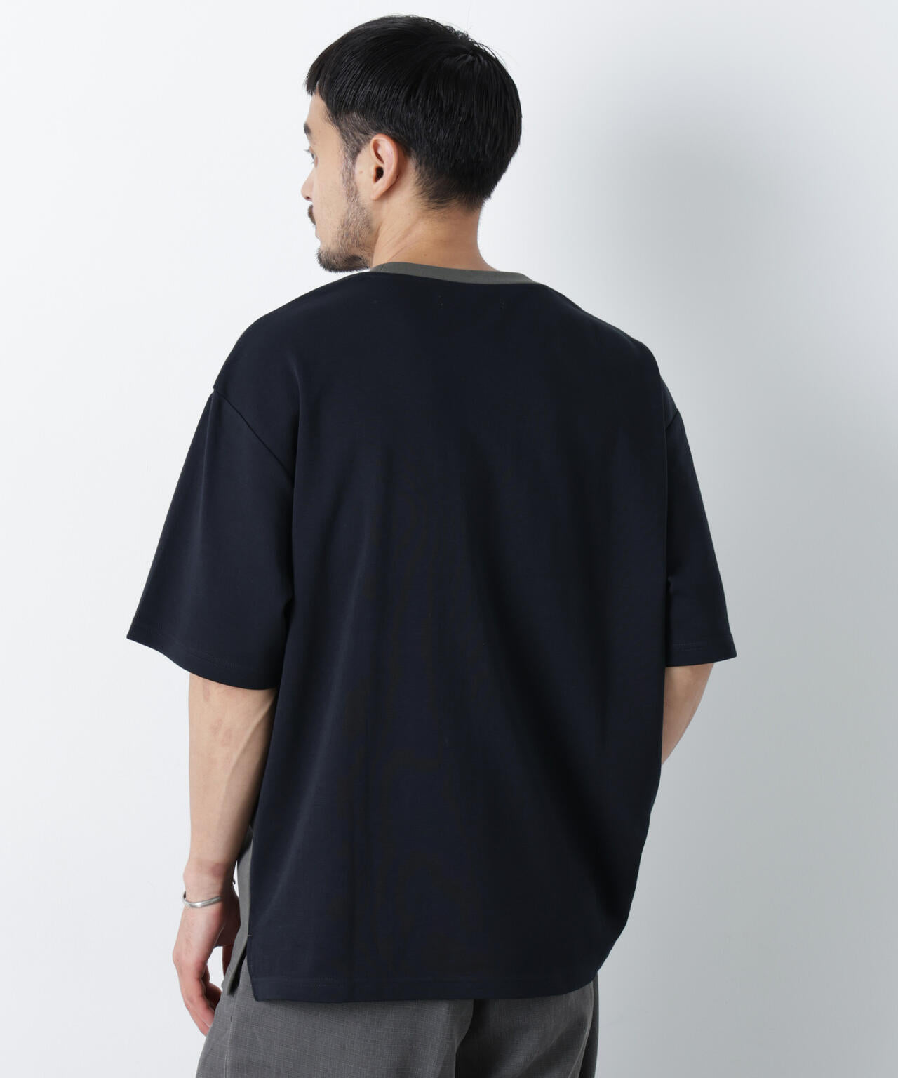 2トーンシルケット切り替えTシャツ 半袖 6726124242