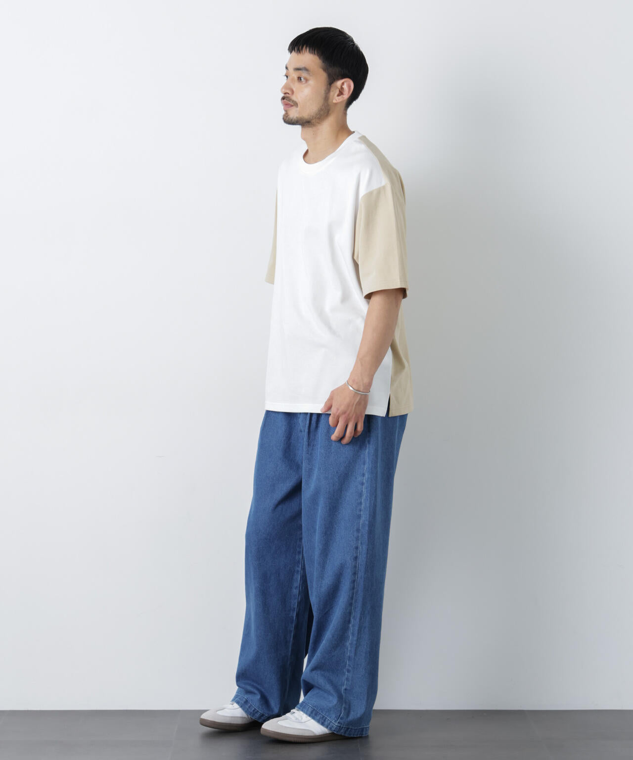 2トーンシルケット切り替えTシャツ 半袖 6726124242