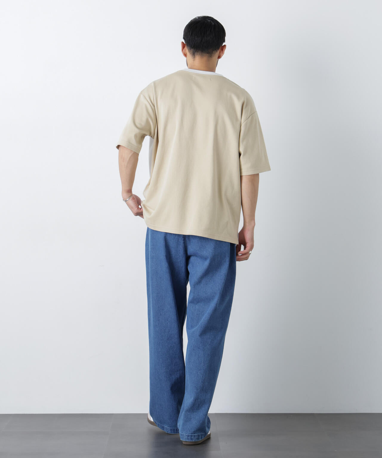 2トーンシルケット切り替えTシャツ 半袖 6726124242