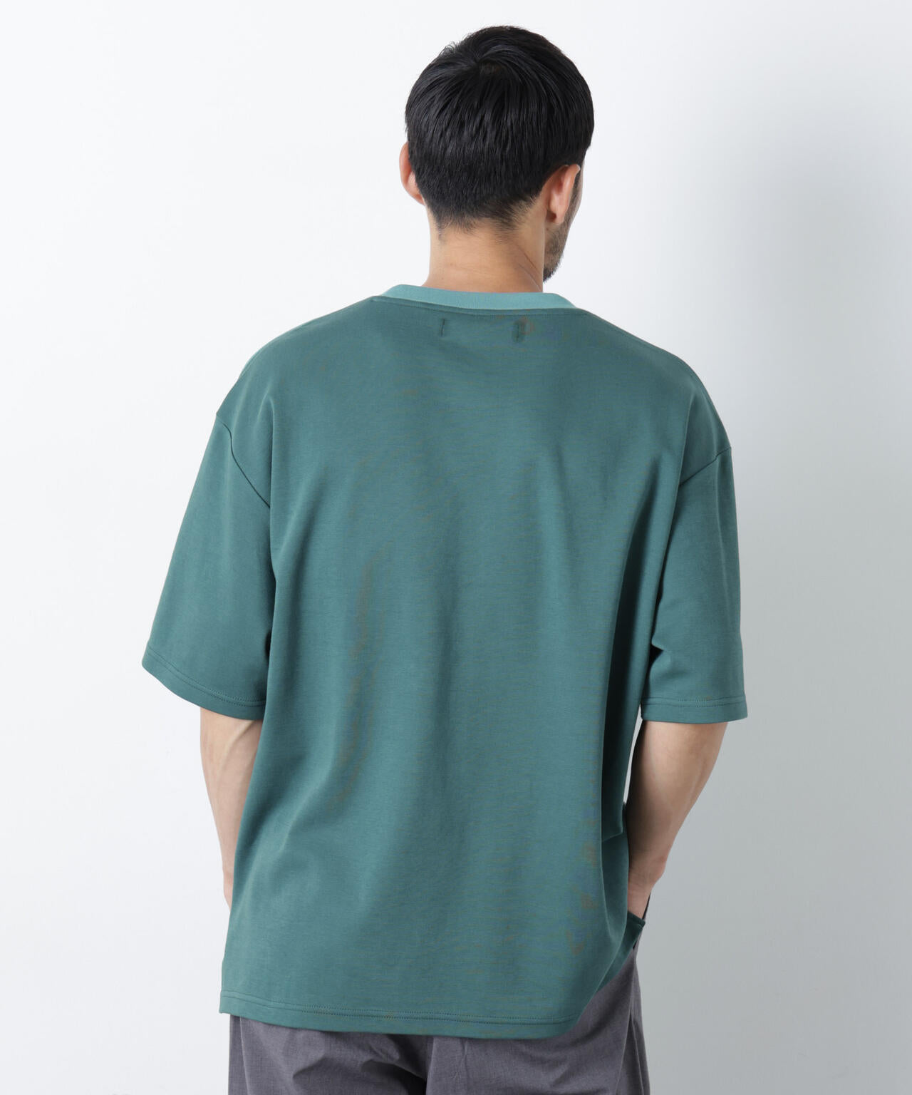 2トーンシルケット切り替えTシャツ 半袖 6726124242