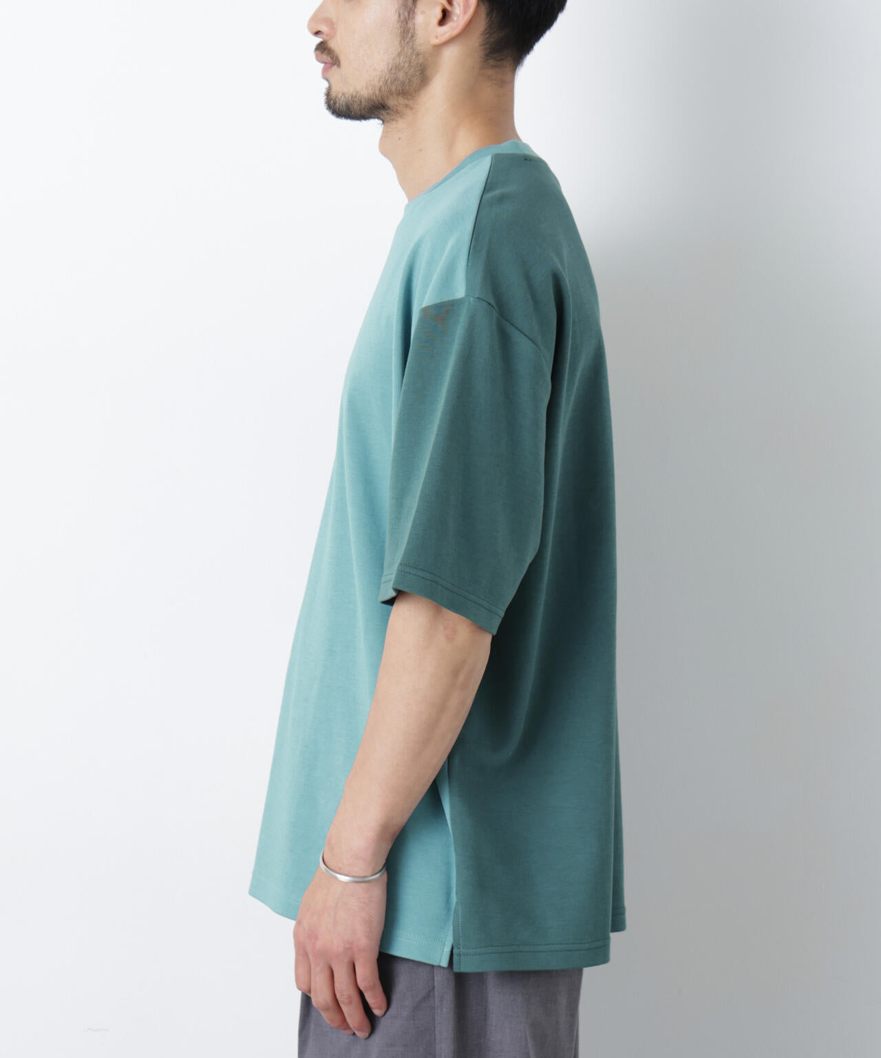 2トーンシルケット切り替えTシャツ 半袖 6726124242