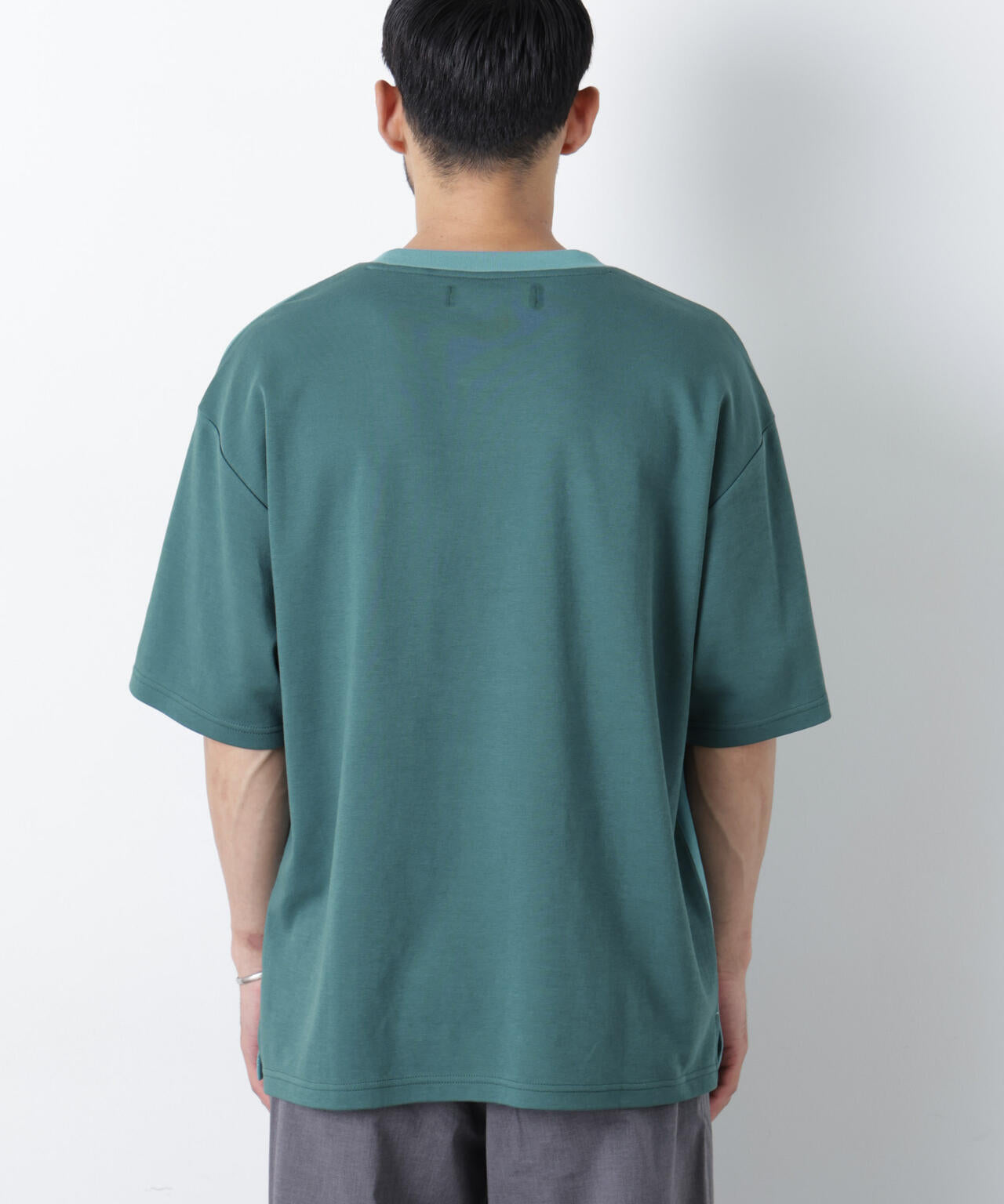 2トーンシルケット切り替えTシャツ 半袖 6726124242