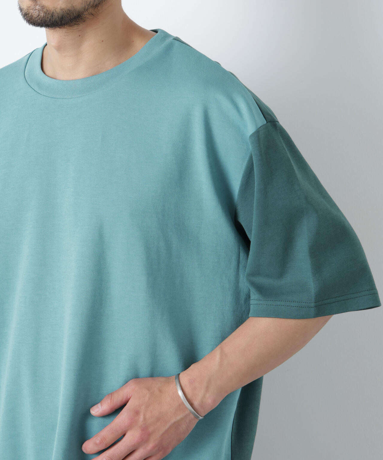 2トーンシルケット切り替えTシャツ 半袖 6726124242