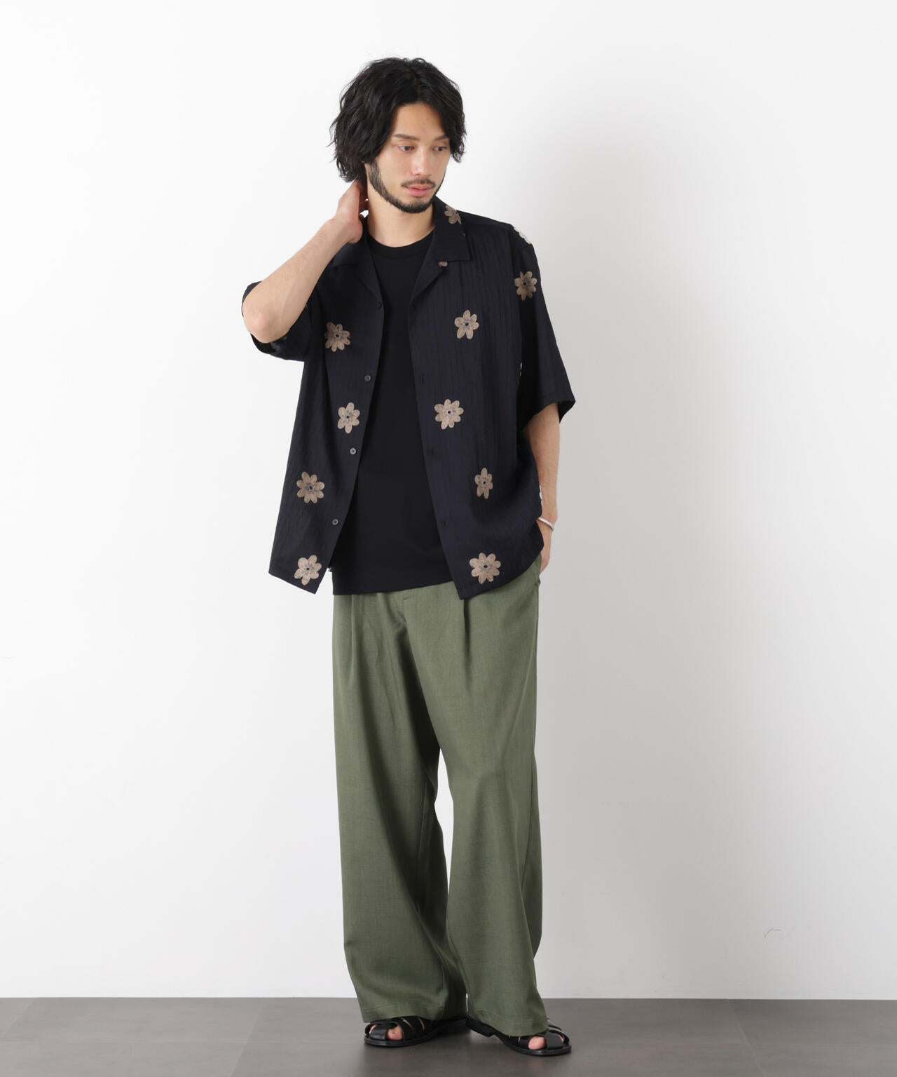 ポリエステルウィーブ ワイドパンツ 6726127224