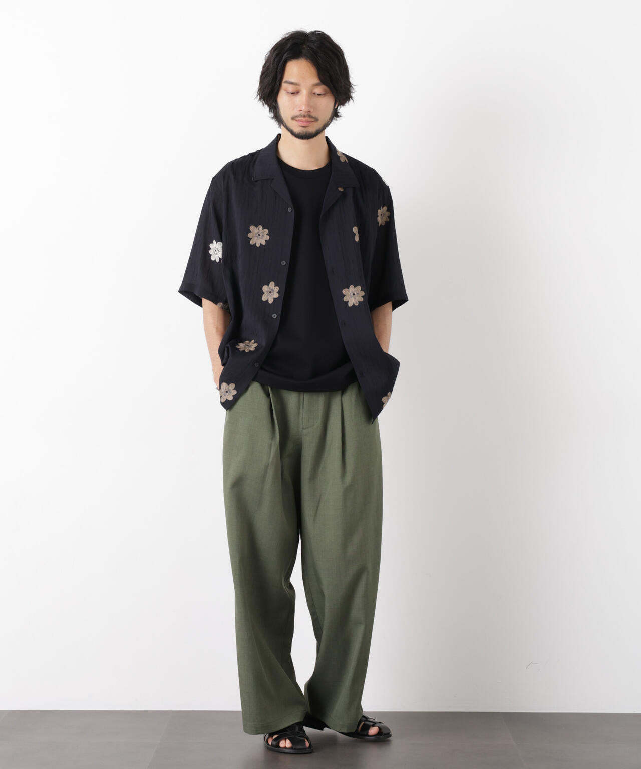 ポリエステルウィーブ ワイドパンツ 6726127224